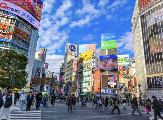 Tokyo Japan Street with colorful sky